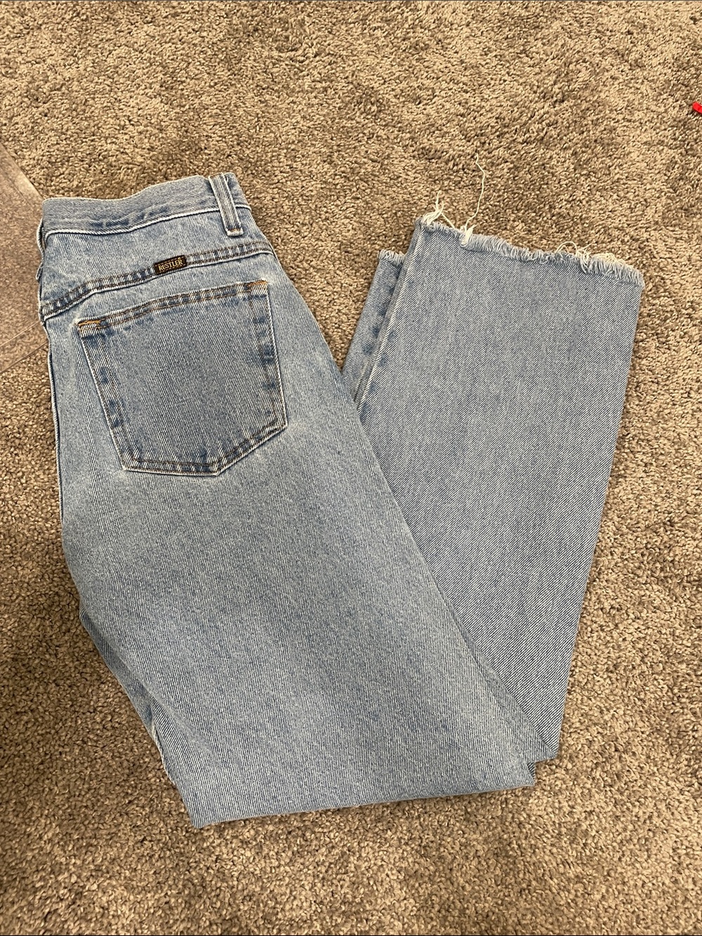Rustler Light Wash Straight Leg Jeans with Frayed Hem